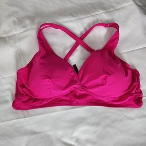 Torrid swim hot pink triangle bikini top black Ruch high waist bottoms size 3